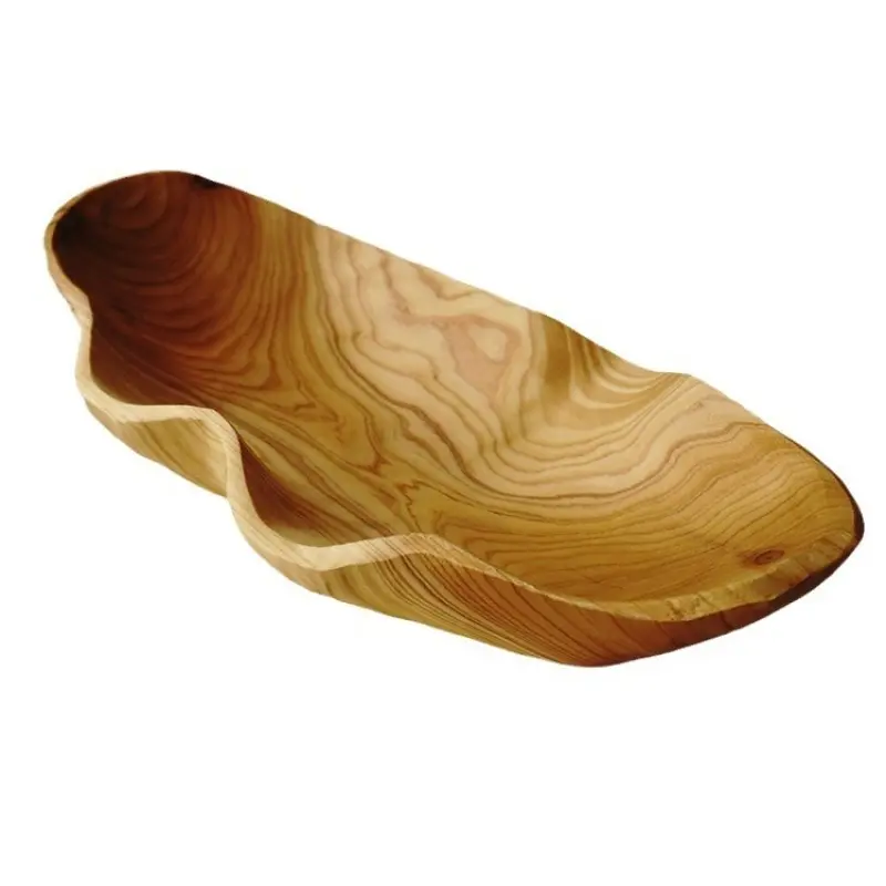 Natural Log Wooden Fruit Plate & Tray - Solid Wood Fruit Dish for Living Room Coffee Table, Kitchen