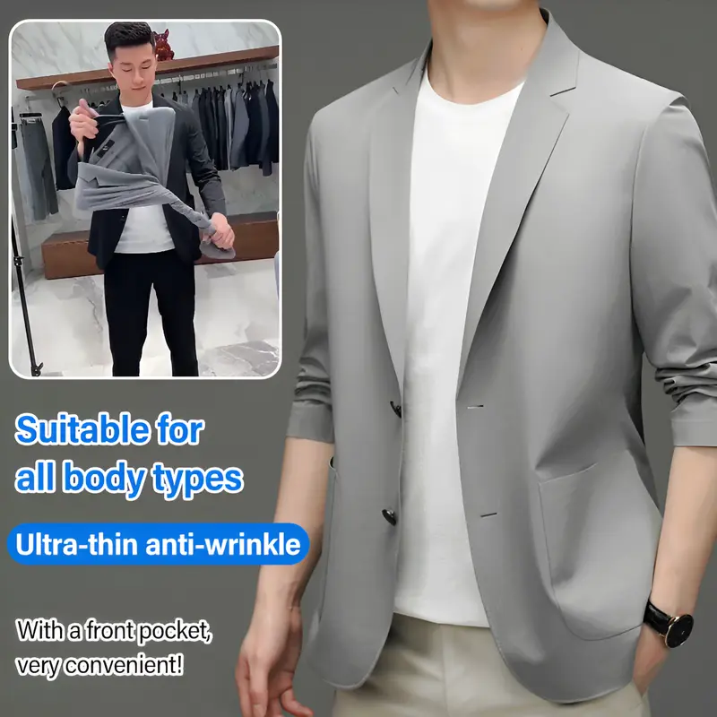 Men's Sunwear Suit Breathable High Elasticity S Ice Silk Sunwear Solid Color Casual Suit Men's Spring Thin Sunscreen Small Suit