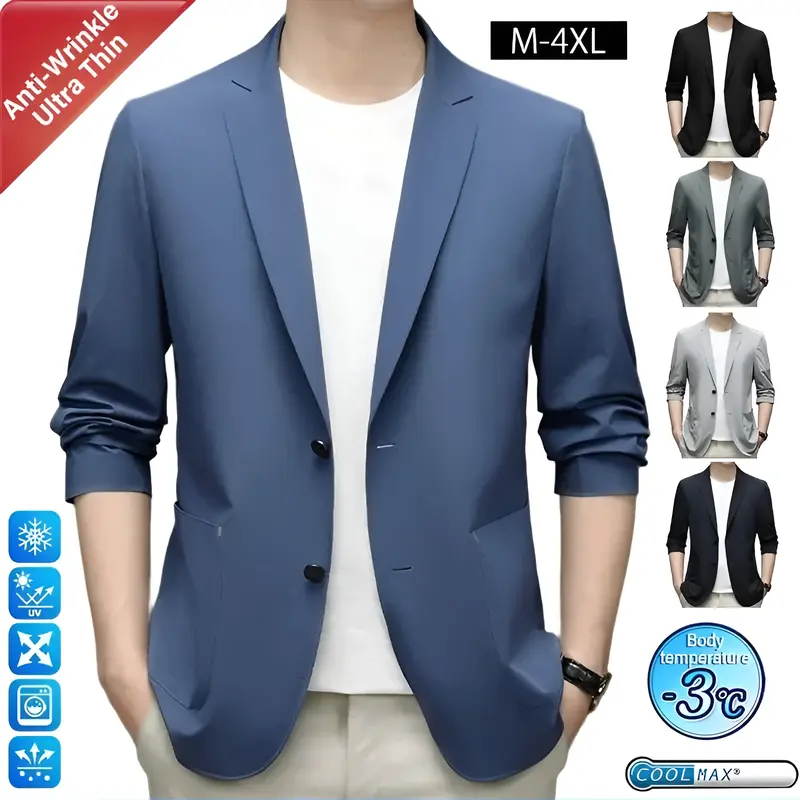 Men's Sunwear Suit Breathable High Elasticity S Ice Silk Sunwear Solid Color Casual Suit Men's Spring Thin Sunscreen Small Suit