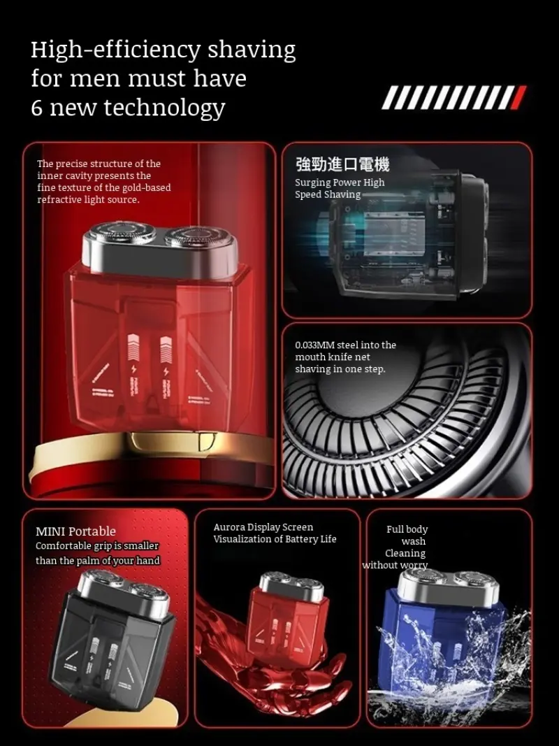 Digital Portable Razor Twin Engine Mecha Small Razor Electric High Power Razor