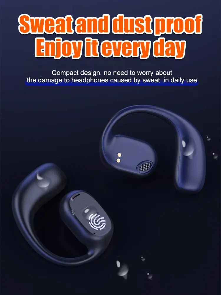 Wireless Bone Conduction Headphones Earbuds Bluetooth Bin Display Touch Control Headphones Ear Hanging Bluetooth Headset