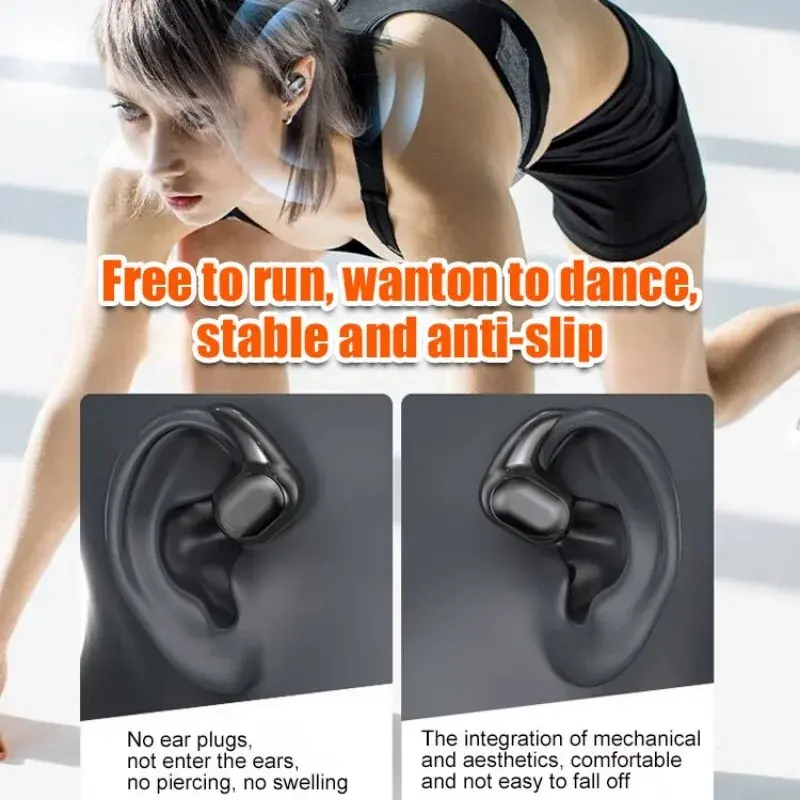 Wireless Bone Conduction Headphones Earbuds Bluetooth Bin Display Touch Control Headphones Ear Hanging Bluetooth Headset