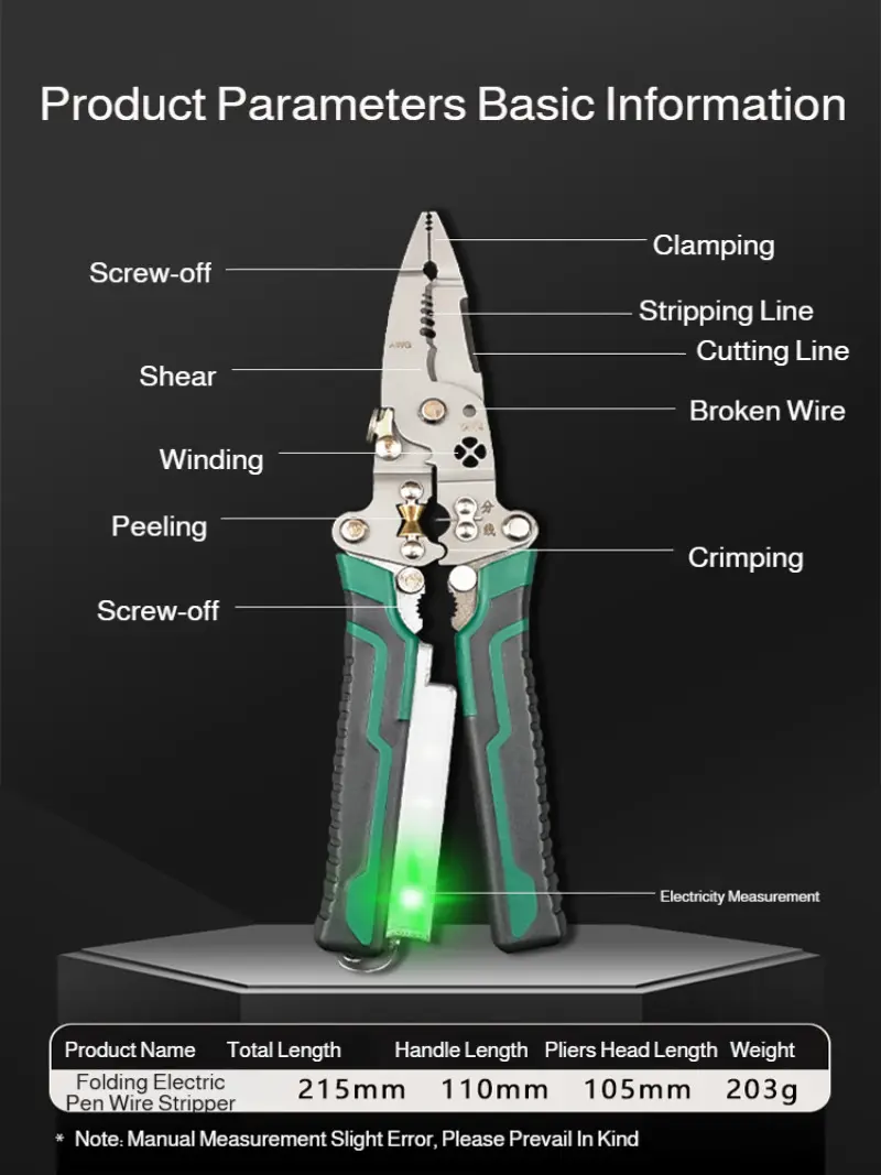 【10 in 1】Multi-function Wire Stripper with Electrical Measurement Electrician Pliers Multi-function Wire Stripper/Steel Wire