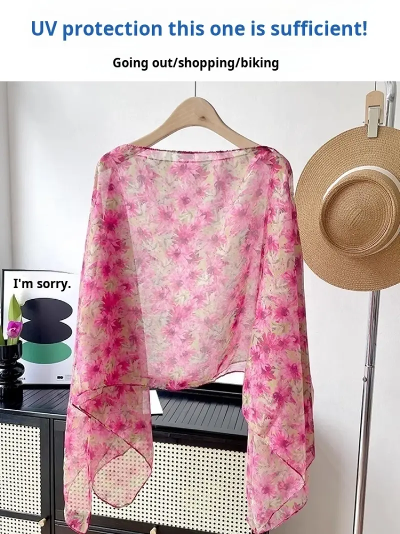 Summer Variegated loose thin shawl Sunscreen silk scarf Variegated vacation photo shawl