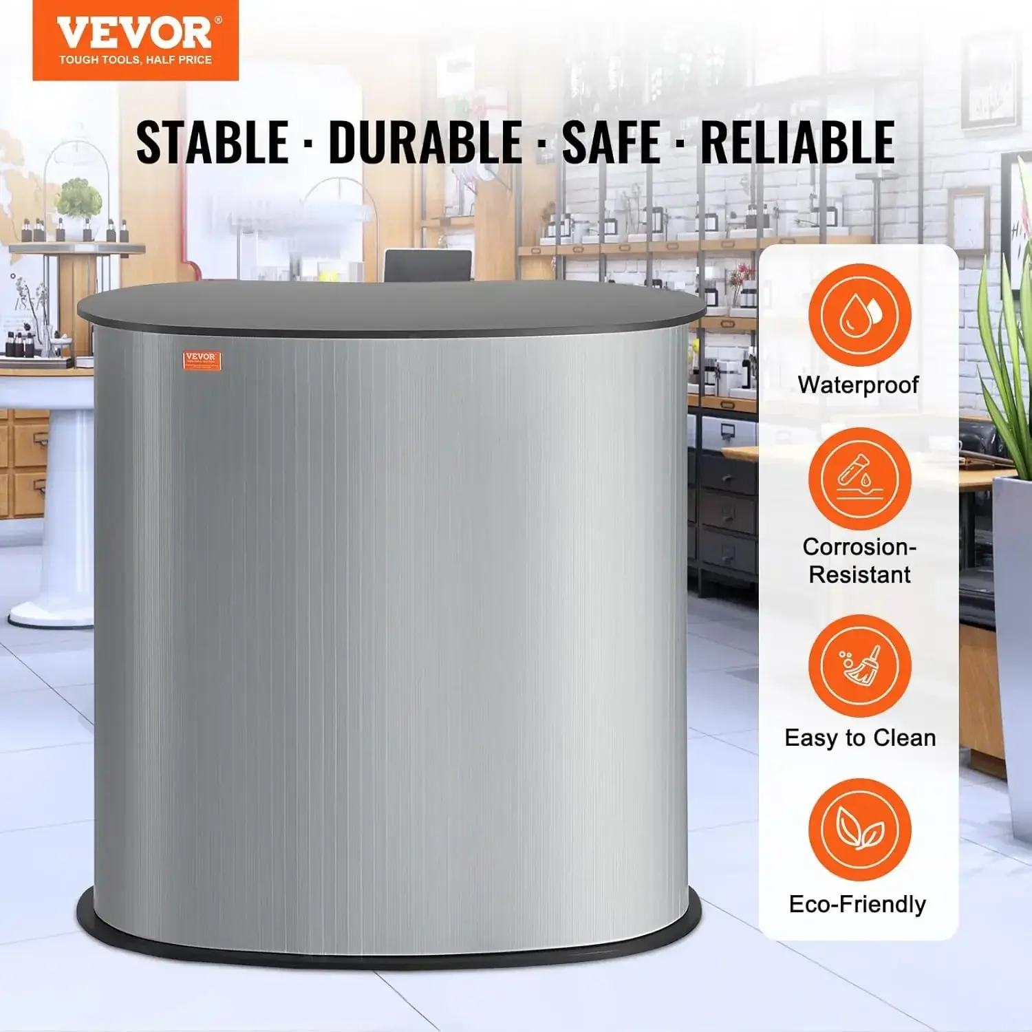 Portable Tradeshow Podium Table, 35.43" x 19.29" x 37.01", Display Exhibition Counter Stand Booth Fair with Wall, Foldable