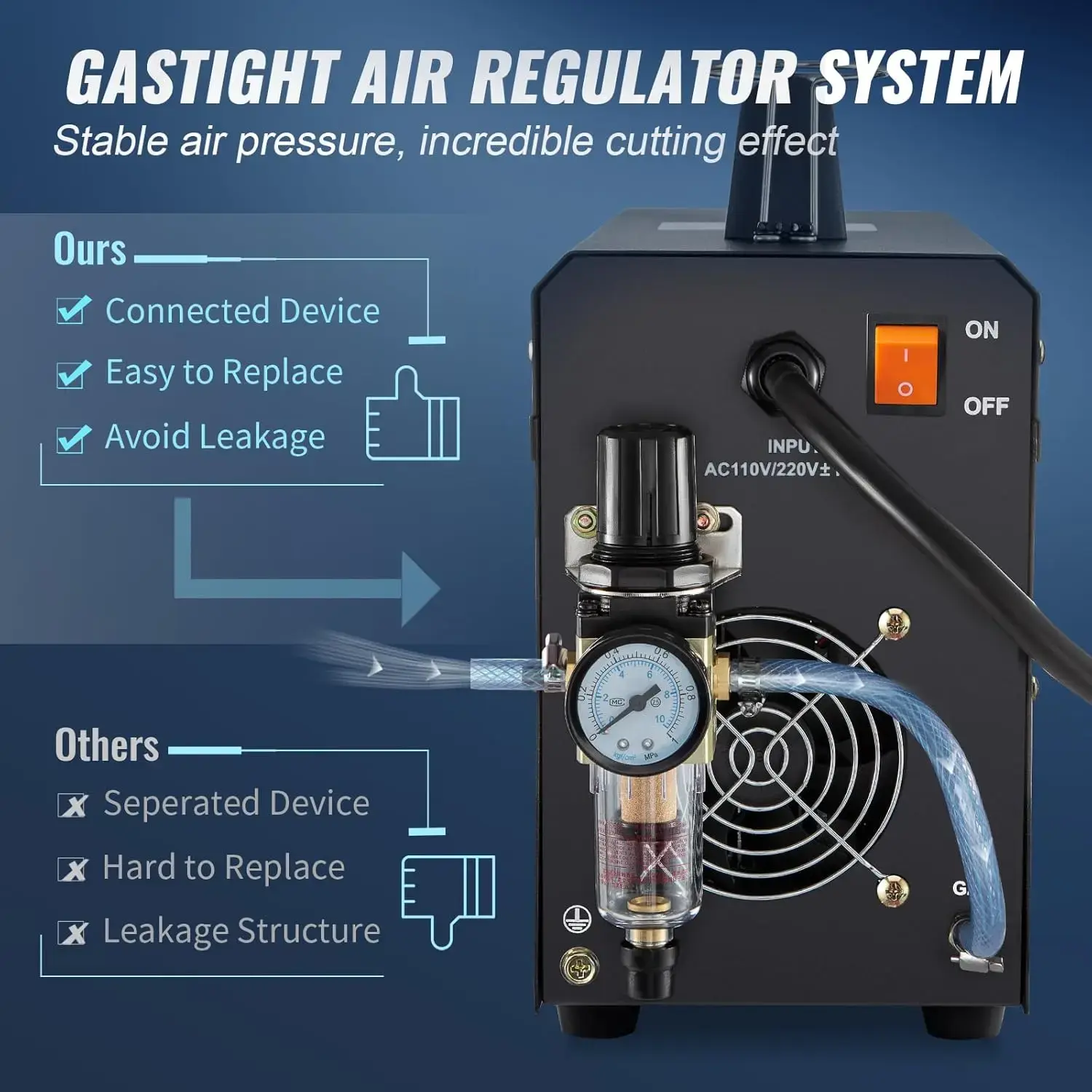 Plasma Cutter, 50Amp, Air Cutting Machine with Plasma Torch, 110V/220V Dual Voltage AC IGBT Inverter Metal Cutting Equipment