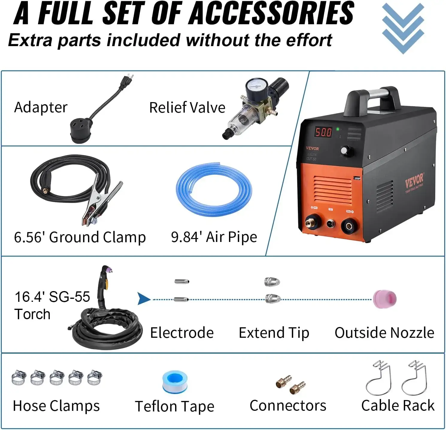 Plasma Cutter, 50Amp, Air Cutting Machine with Plasma Torch, 110V/220V Dual Voltage AC IGBT Inverter Metal Cutting Equipment