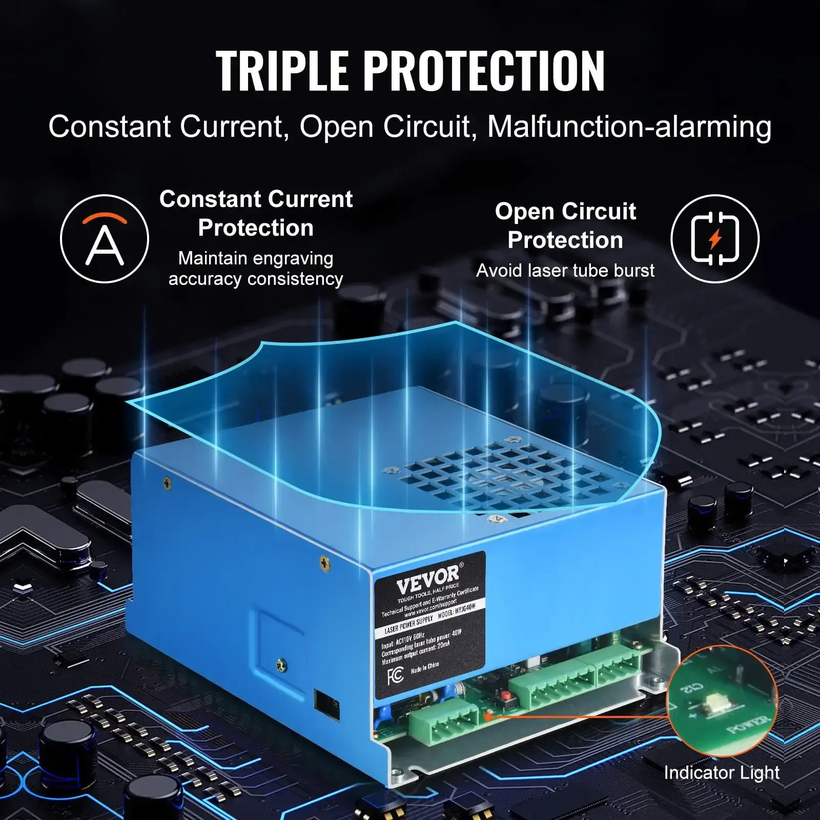 CO2 Laser Power Supply for 40W Laser Tube Laser Engravers and Cutters
