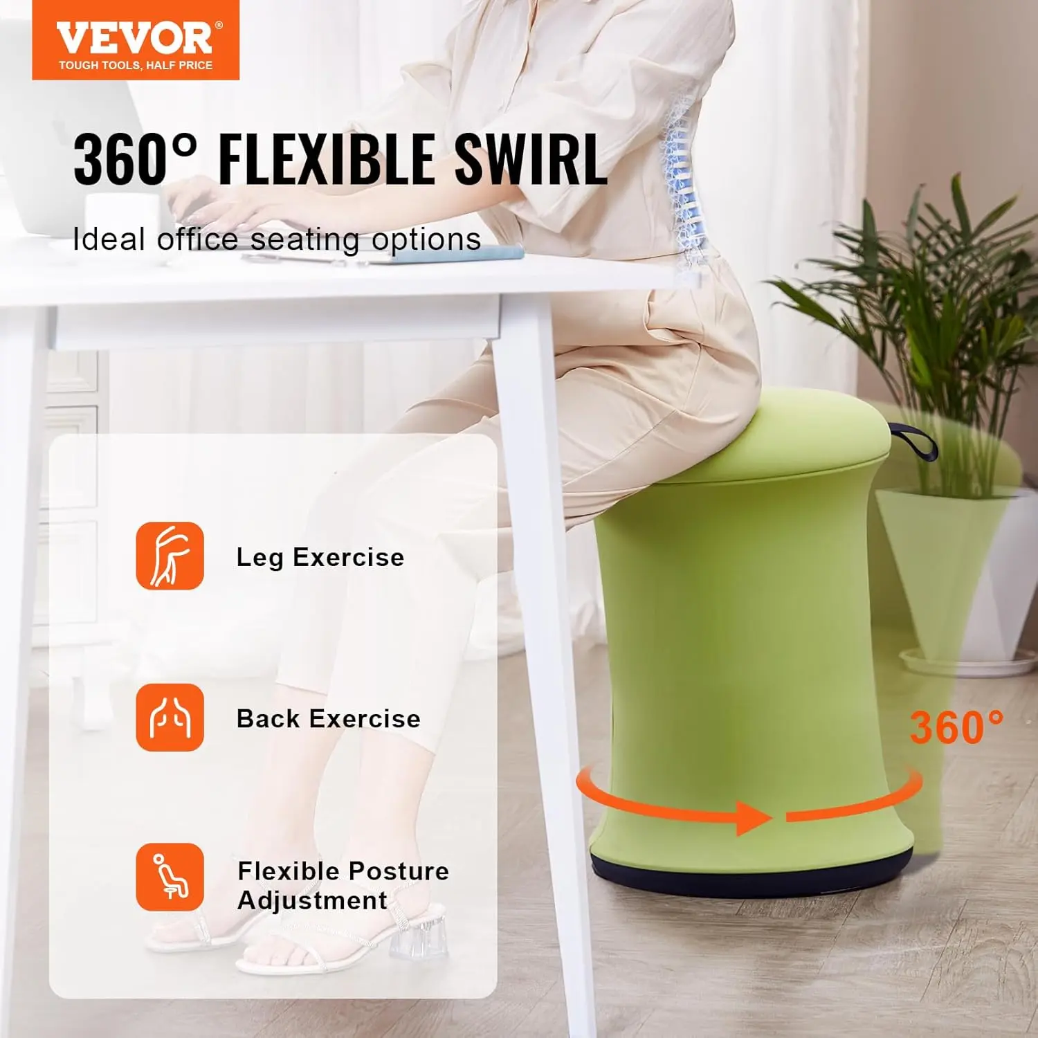Wobble Chair, Height-Adjustable (19.3-25") Wobble Chair with Fabric Cover, Flexible Seating Wobble Stool Made of Iron & Sponge