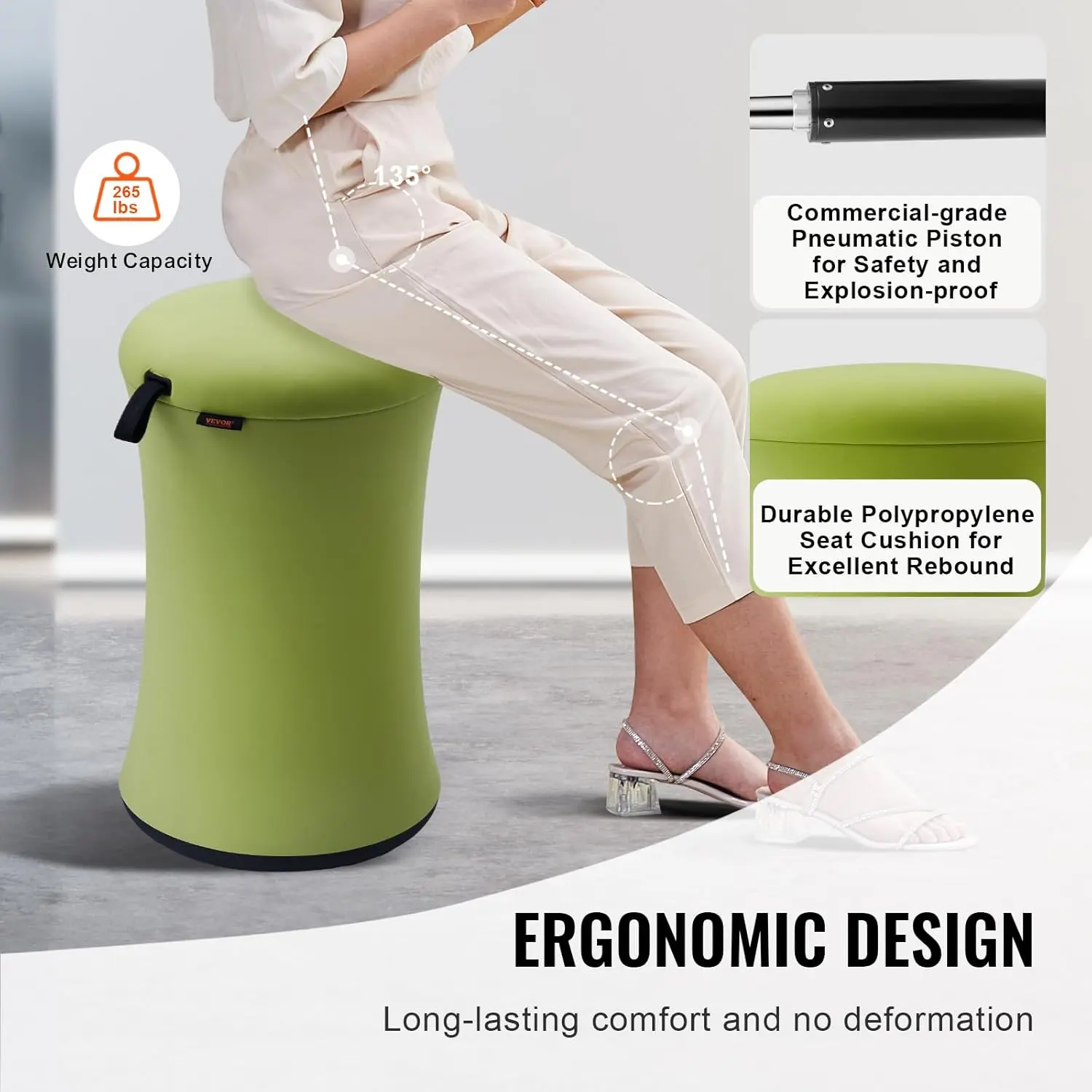 Wobble Chair, Height-Adjustable (19.3-25") Wobble Chair with Fabric Cover, Flexible Seating Wobble Stool Made of Iron & Sponge