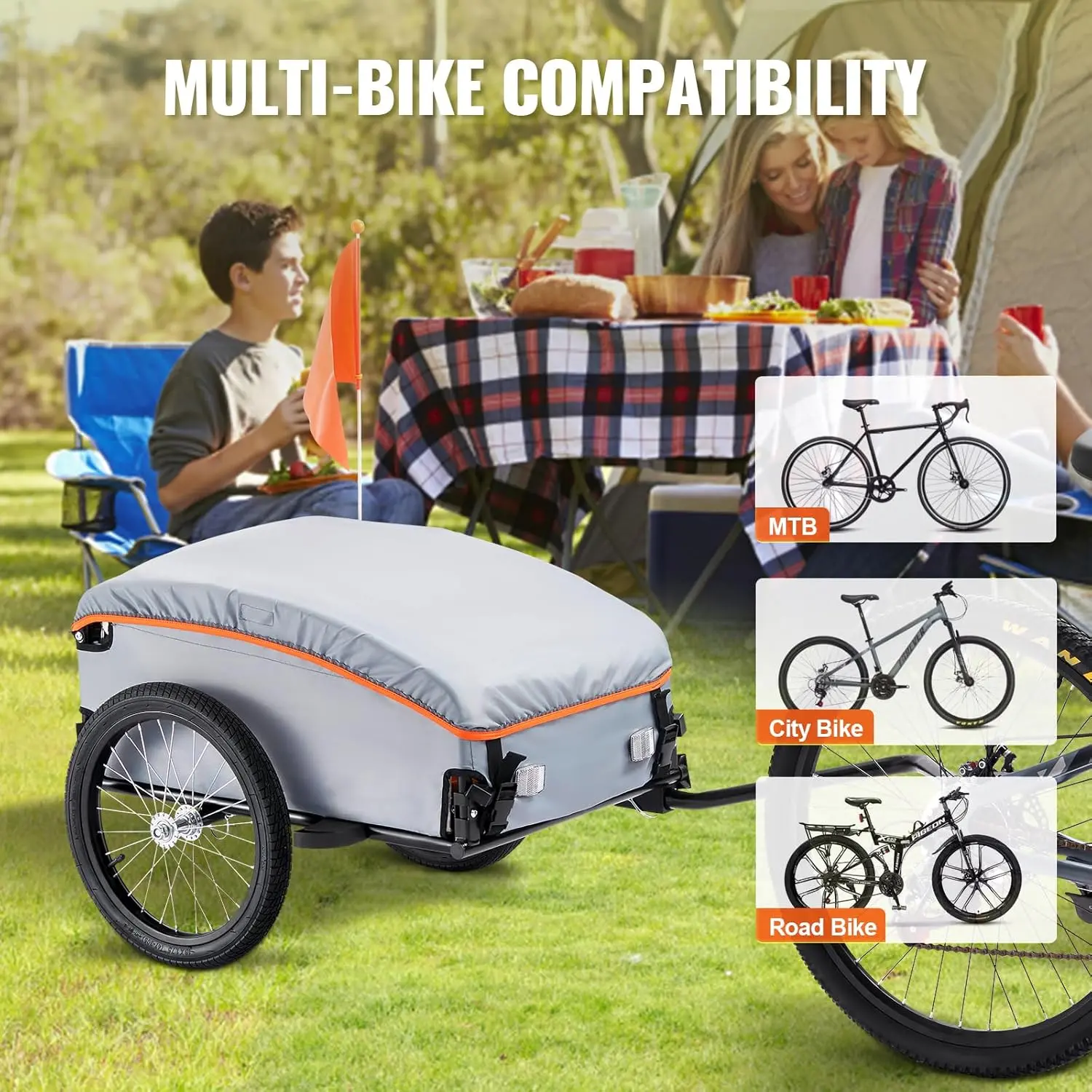 Bike Cargo Trailer, 88/100/160 lbs Load Capacity, Heavy-Duty Bicycle Wagon Cart, Foldable Compact Storage with Universal Hitch