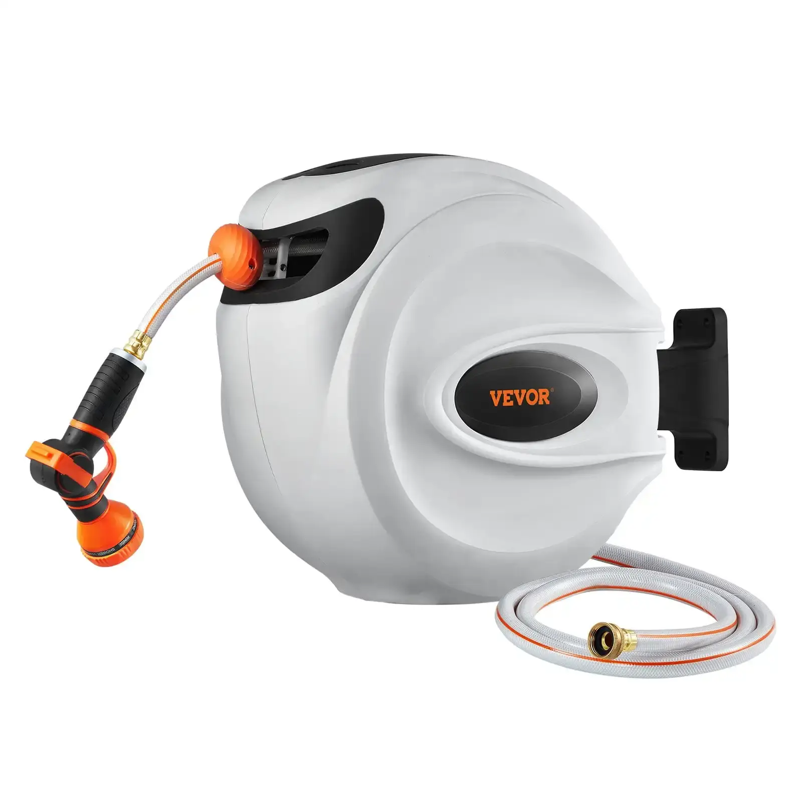 65' x 5/8" Retractable Water Hose Reel, 180° Swivel, Wall-Mounted