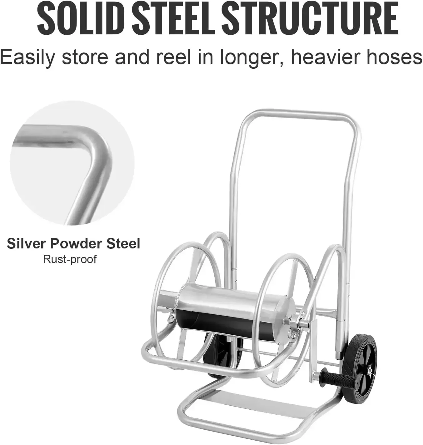 Hose Reel Cart, Hold Up to 200 ft of 5/8 in Hose (Hose Not Included), Garden Water Hose Carts Mobile Tools with Wheels