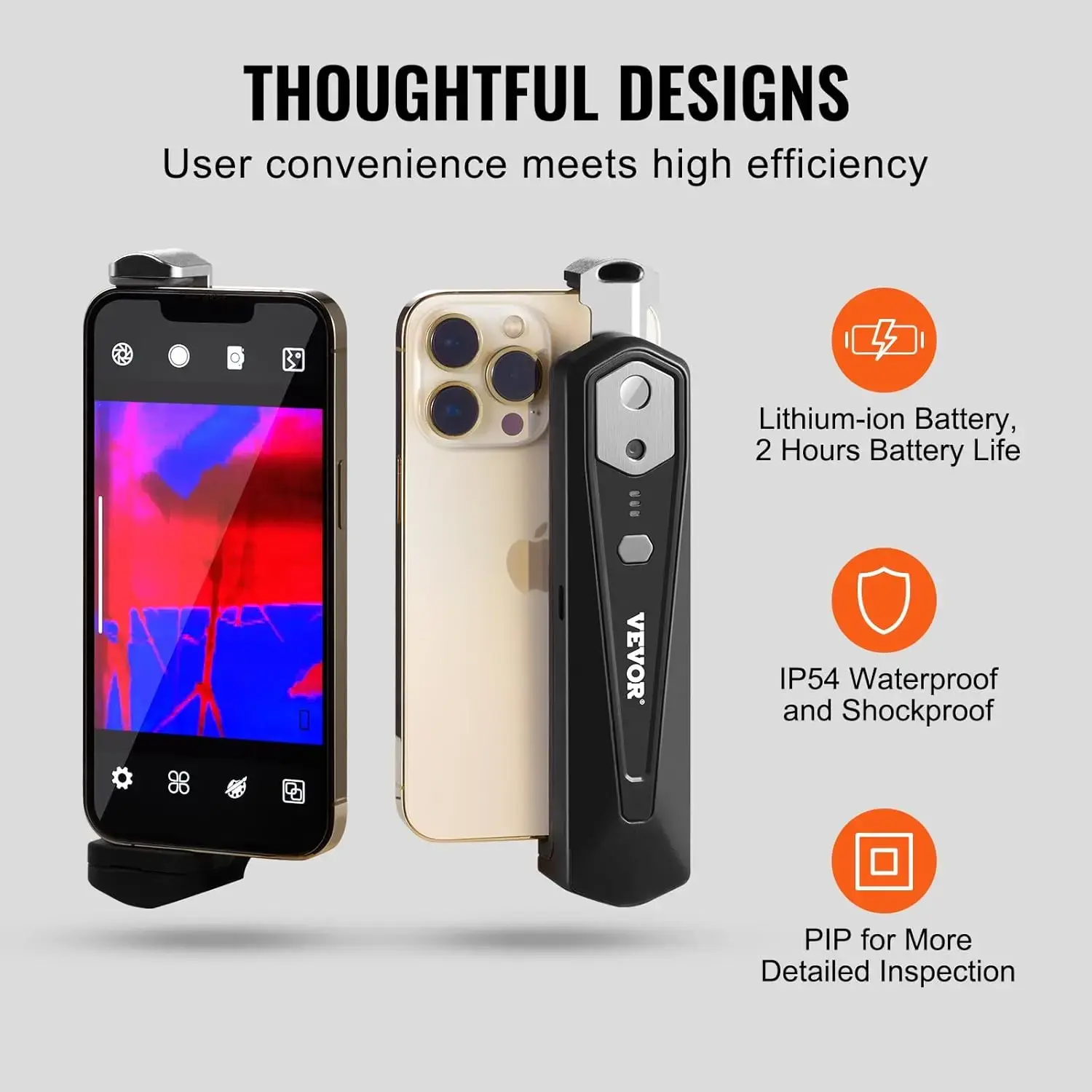 Thermal Imaging Camera for Android & iOS, 256 x 192 IR Resolution Wireless Infrared Thermal Imager with WiFi & Visual Camera