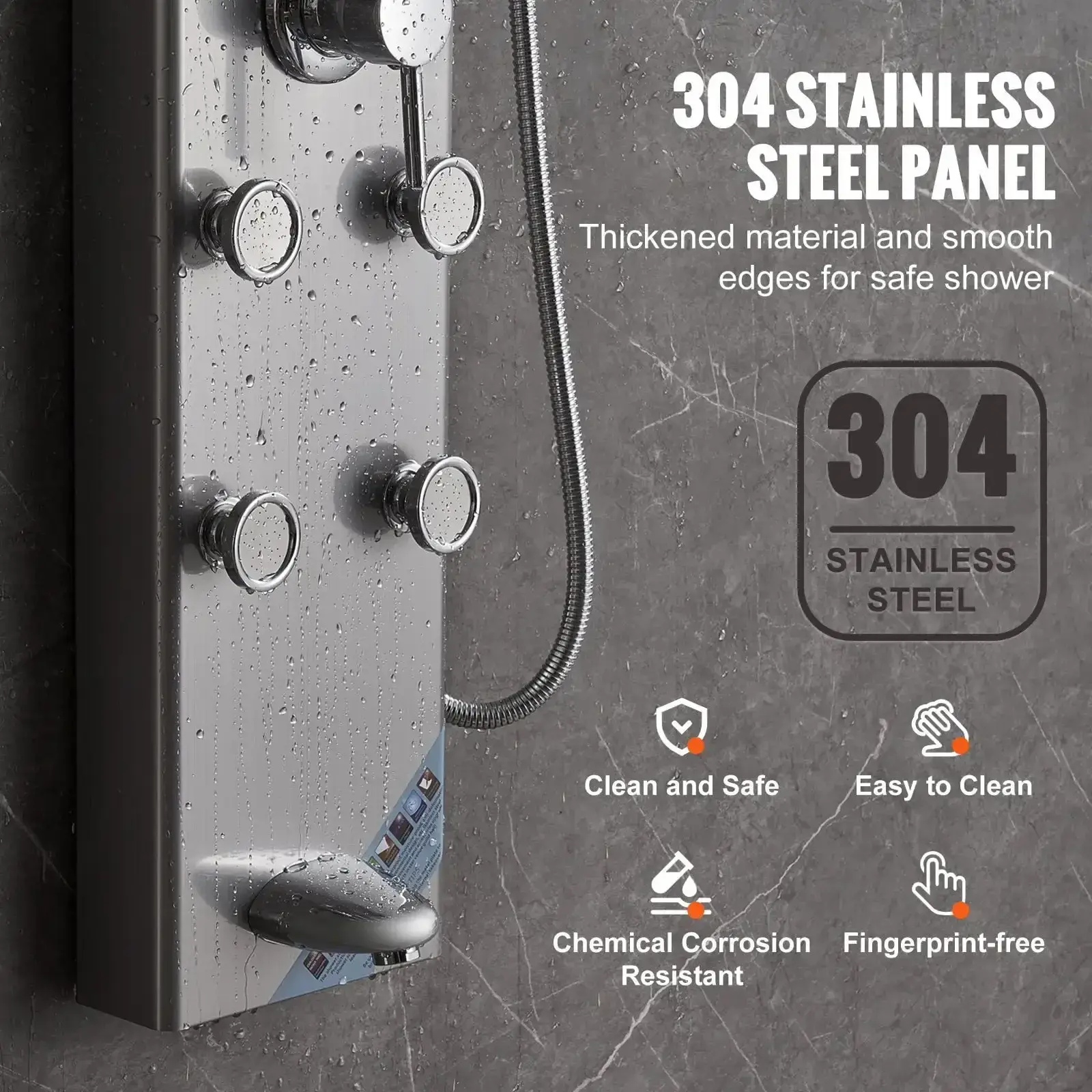 hower Panel System, 5 Shower Modes, Digital Display Shower Panel Tower, Rainfall, 8 Massage Jets, Tub Spout