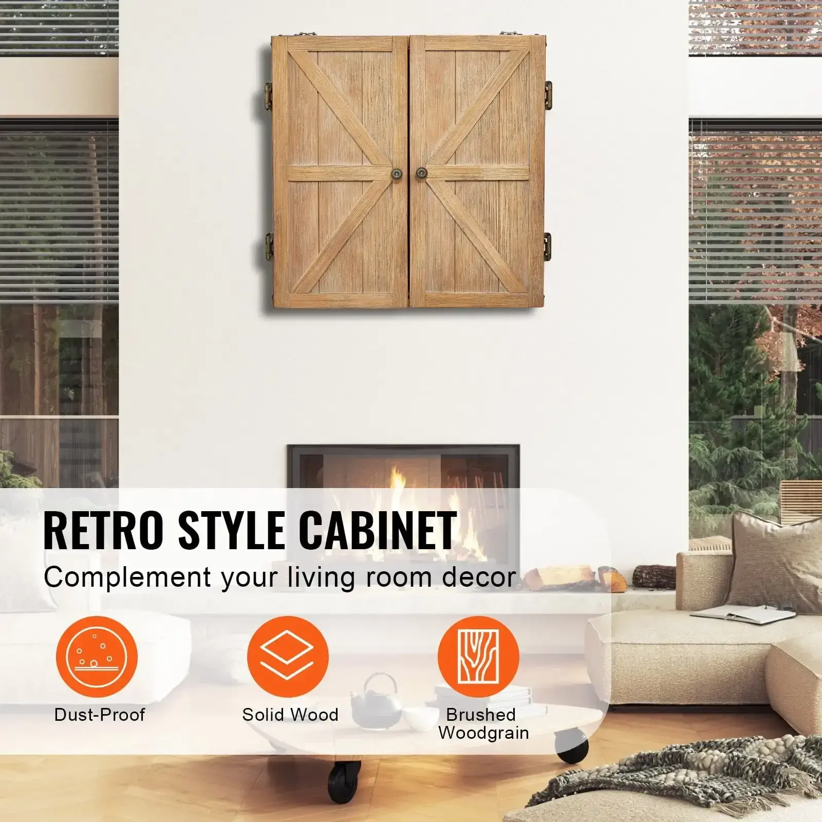 Solid Wood Dartboard Cabinet Official Size (Dartboard Not Included)