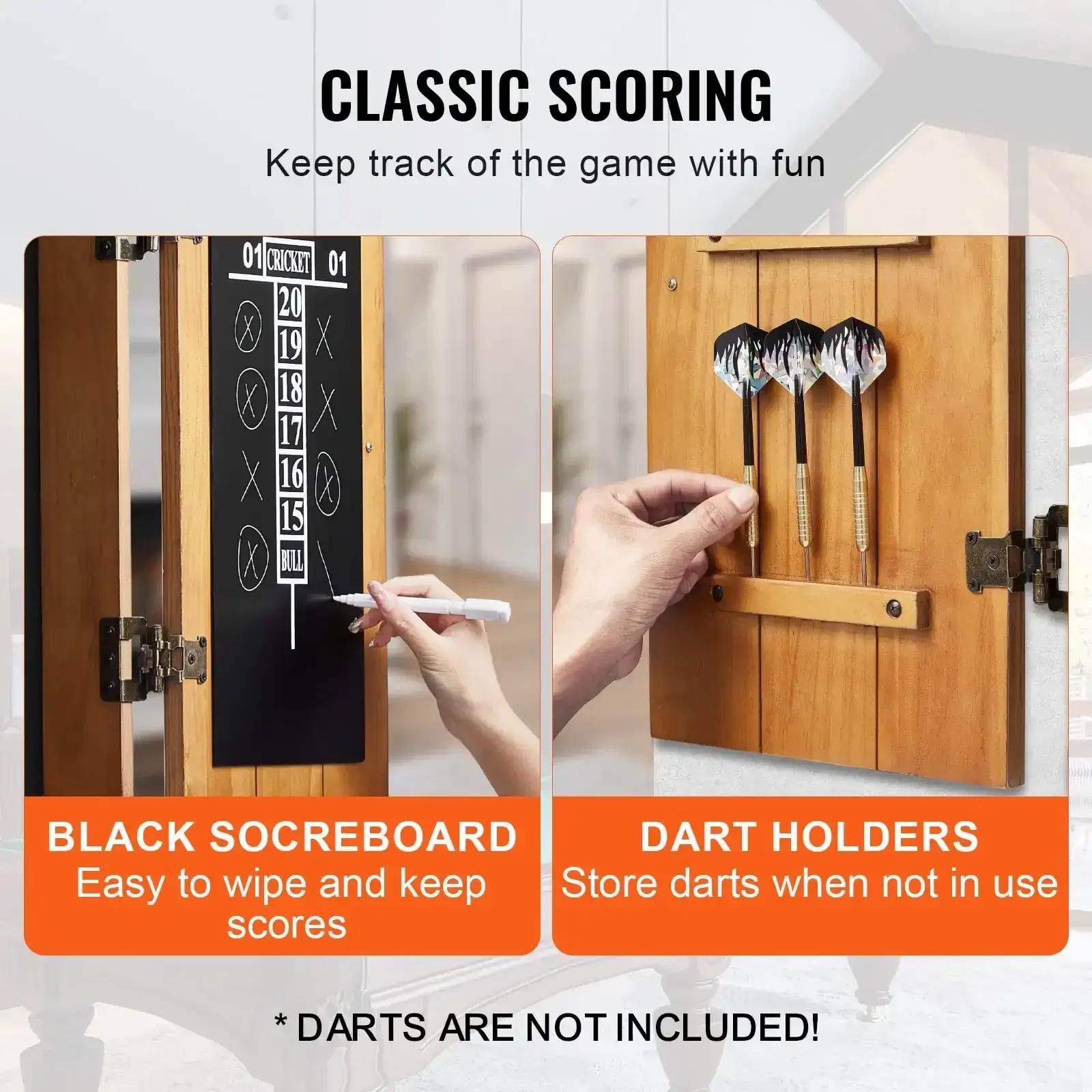 Solid Wood Dartboard Cabinet Official Size (Dartboard Not Included)