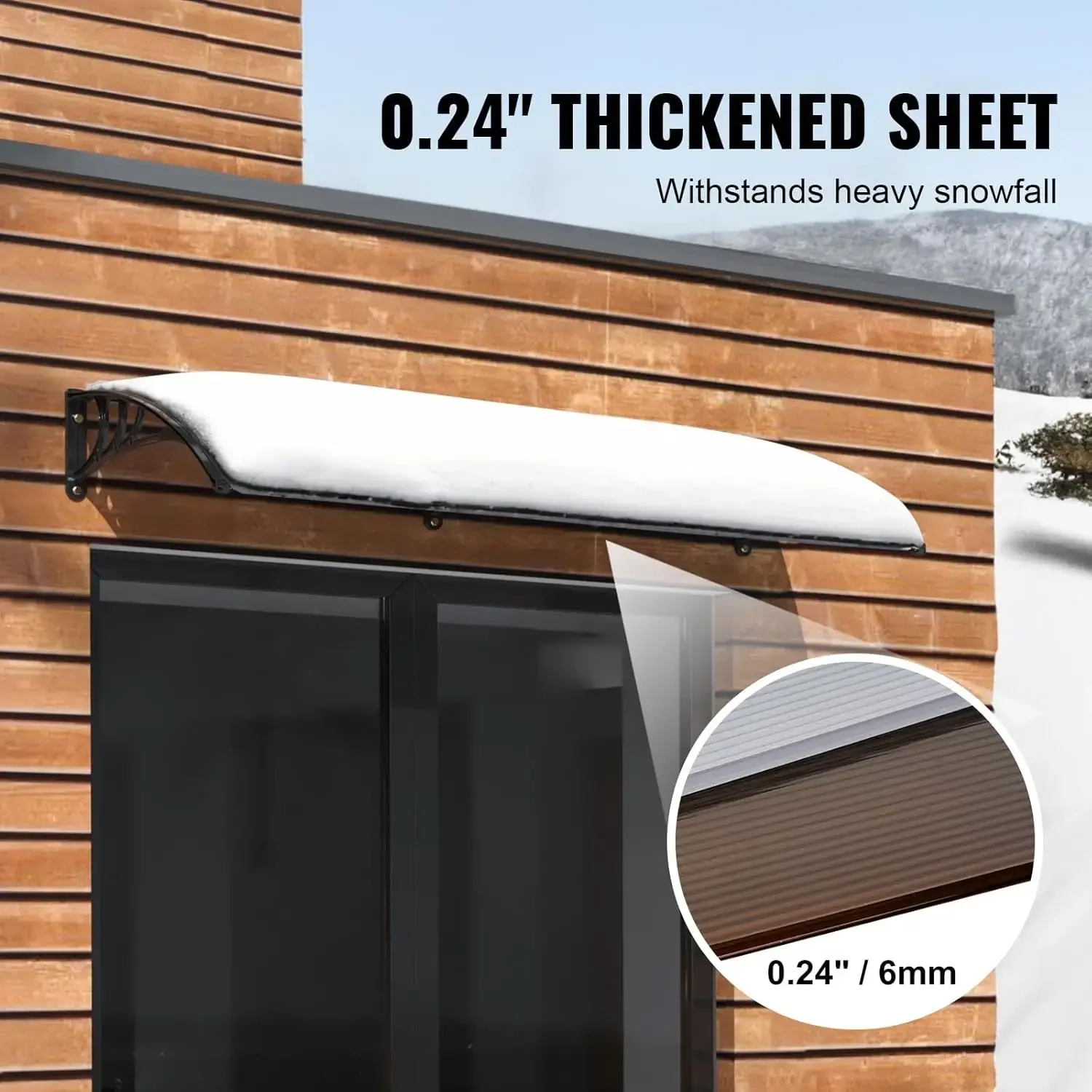 Window Door Awning Canopy 40" x 40", UPF 50+ Polycarbonate Entry Door Outdoor Window Awning Exterior