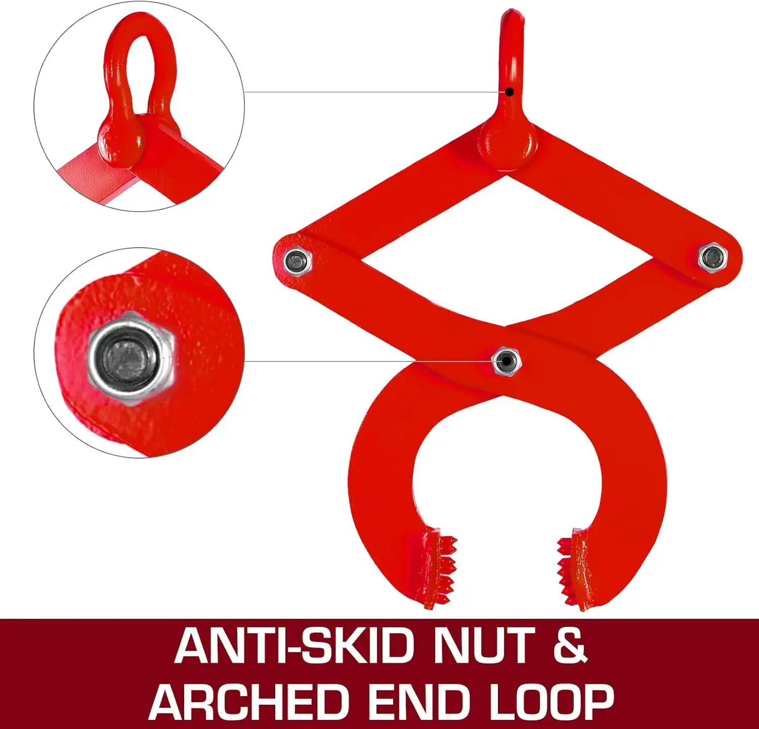 2T Pallet Puller Steel Single Scissor Red Pallet Puller Clamp 4409 LBS Capacity Pallet Grabber 6.3 Inch Jaw Opening x 0.5 Inch