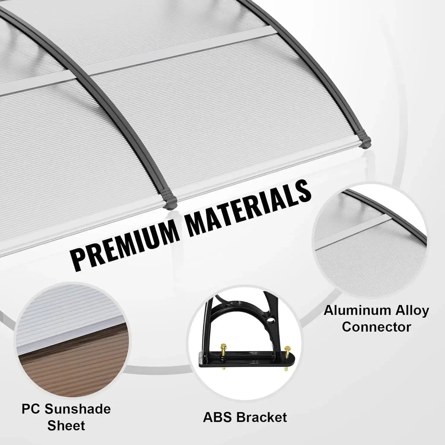 Window Door Awning Canopy 40" x 40", UPF 50+ Polycarbonate Entry Door Outdoor Window Awning Exterior