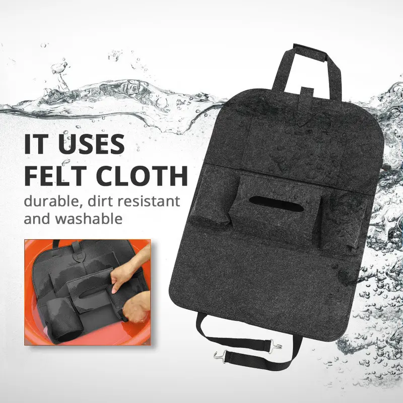 1PC GM Rear Seat Storage Bag Organizer Trunk Elastic Felt Organizer 6 Pocket Organizer Trailer Accessories