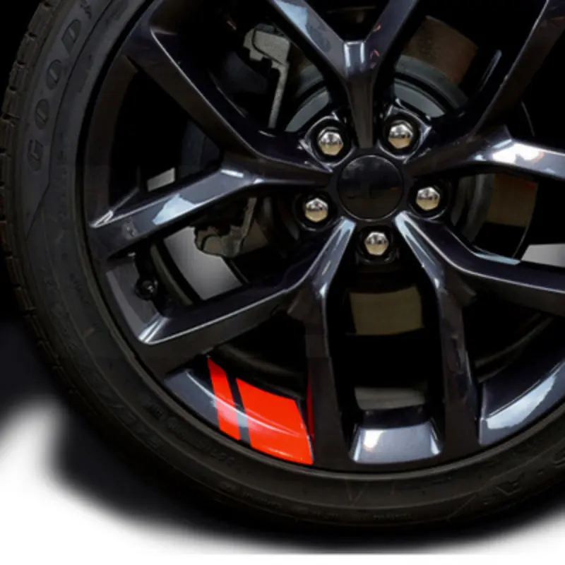 Car Reflective Wheel Rim Vinyl Stickers Hash Mark Stripe Racing Wheel Hub Decal For Size 16 - 21 Decorative Sticker Warning Line