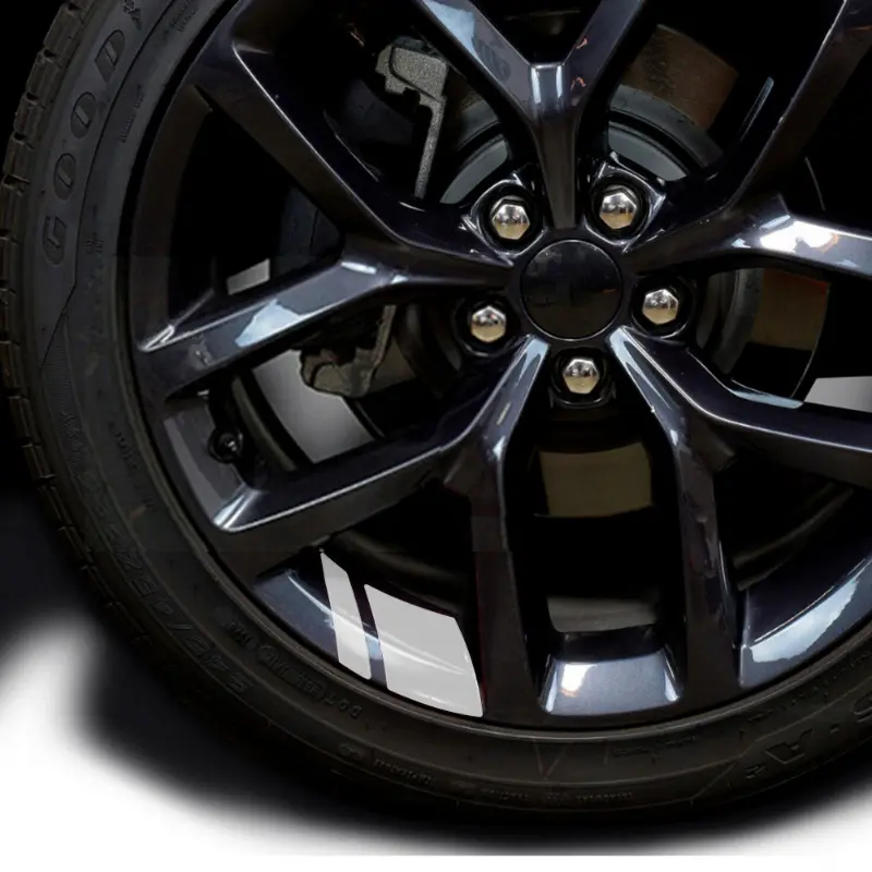 Car Reflective Wheel Rim Vinyl Stickers Hash Mark Stripe Racing Wheel Hub Decal For Size 16 - 21 Decorative Sticker Warning Line