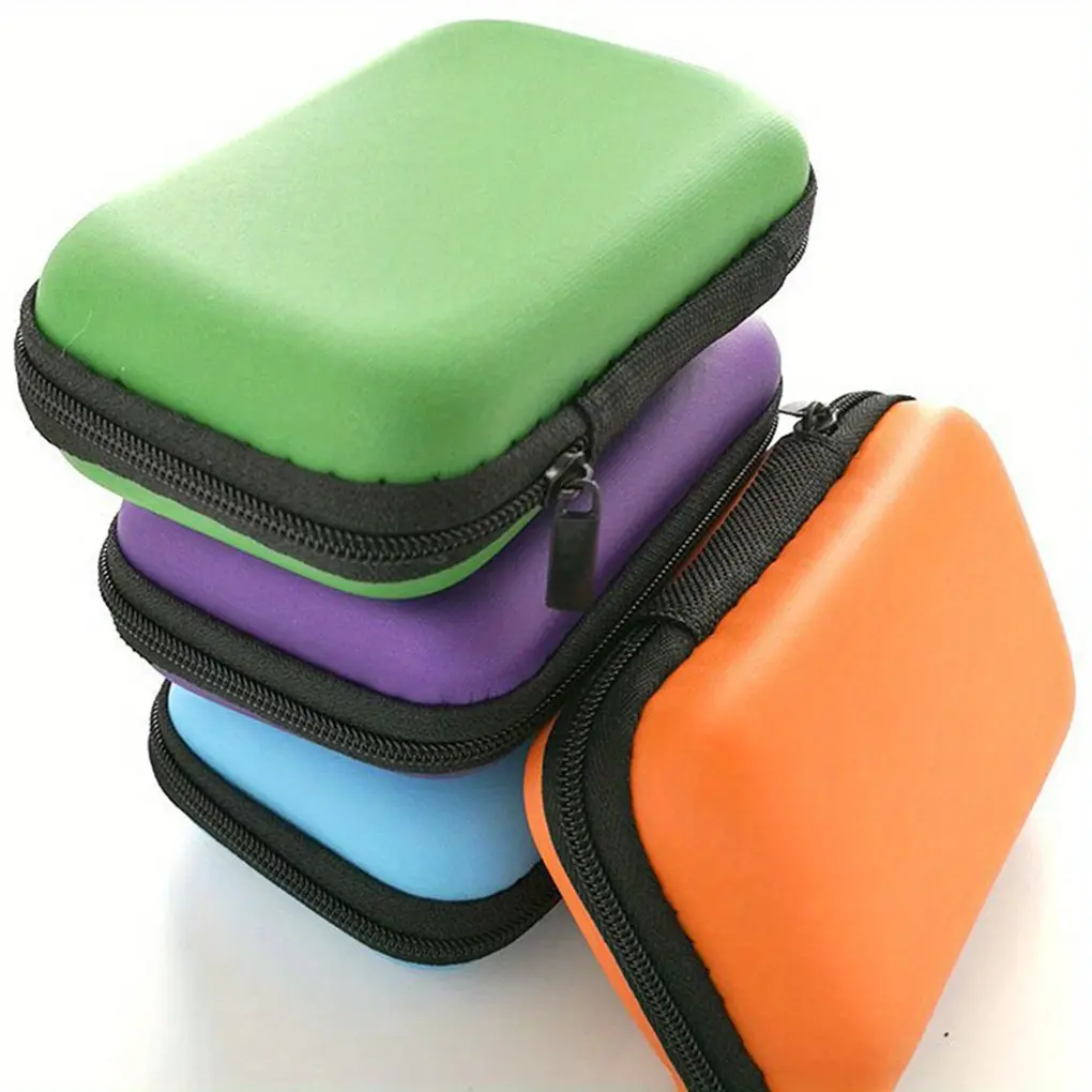 Headphone Data Cable Storage Case Charger Power Bank Rectangular Phone Line Headset Box EVA Zipper Bag Pocket Pouch