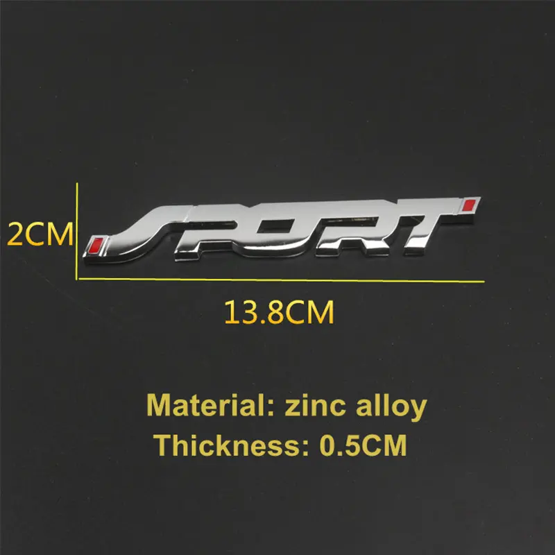 Car Sticker Style Metal 3D Chrome Car Accessories Sports Letter Stereoscopic Logo Sticker Tail Race Logo Badge Sticker