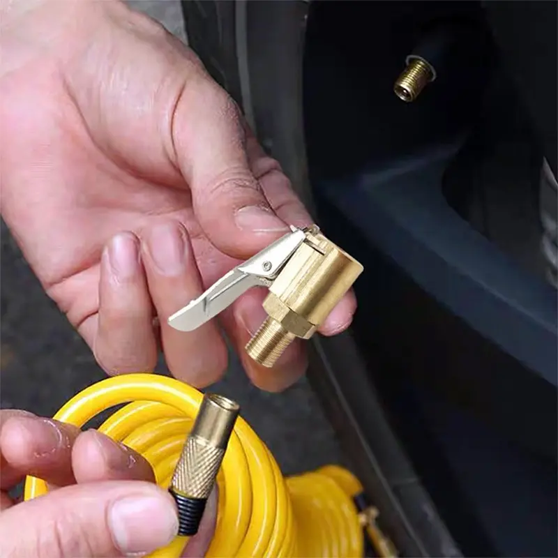 Tire Valve Air Chuck Car Tyre Quick Release Adapter Connector Brass Clip-on Charging pump adapter