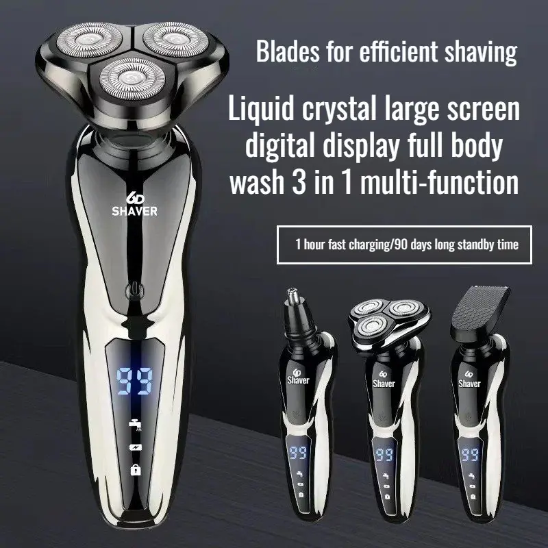 Full body washable electric shaver Nose hair clipper LCD digital display Full body washable electric shaver
