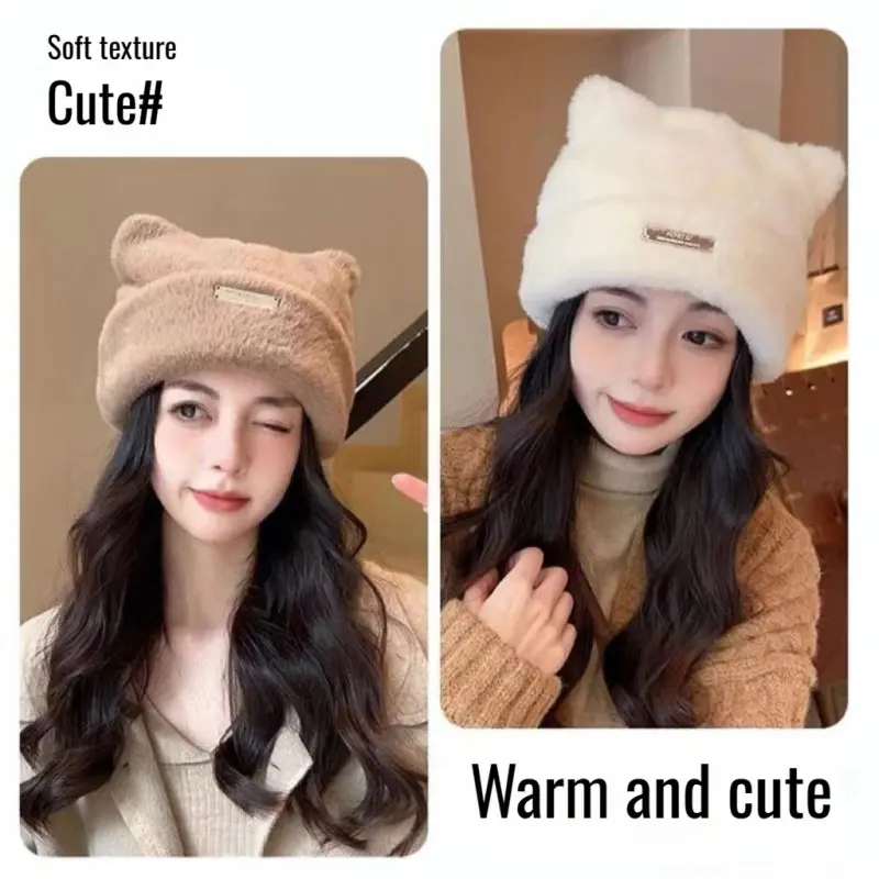 Women Hat Big Head Cap Woolen Hat Children Baseball Cap Wearable Cap Skiing Fashion Padded Warm and Cozy
