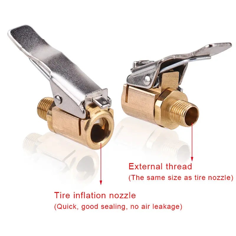 Tire Valve Air Chuck Car Tyre Quick Release Adapter Connector Brass Clip-on Charging pump adapter