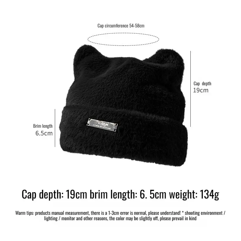 Women Hat Big Head Cap Woolen Hat Children Baseball Cap Wearable Cap Skiing Fashion Padded Warm and Cozy