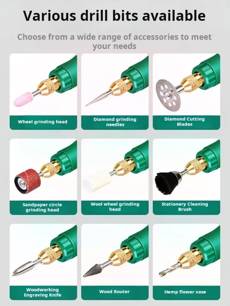 Electric Mini Drill Handheld Micro Tools Wood Carving Bodhi Peeling and Polishing Drill