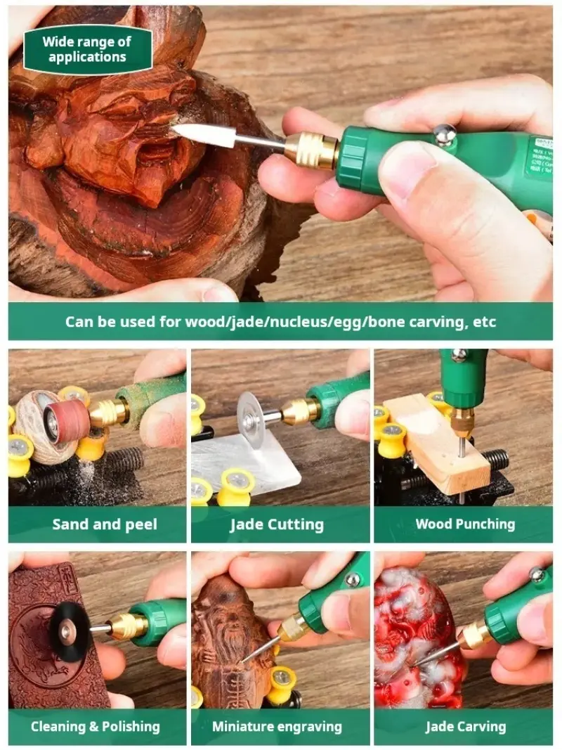 Electric Mini Drill Handheld Micro Tools Wood Carving Bodhi Peeling and Polishing Drill