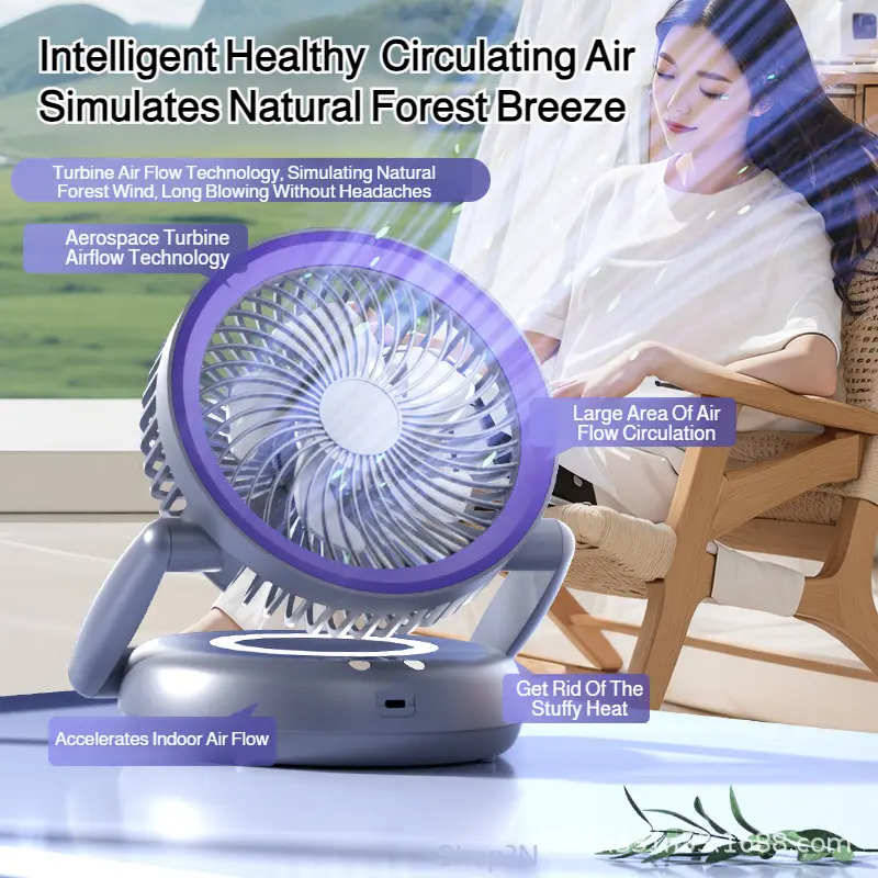 [Silent] [Energy-saving] Large air volume circulation fan Five-speed desktop fan Digital display intelligent control Wide-angle