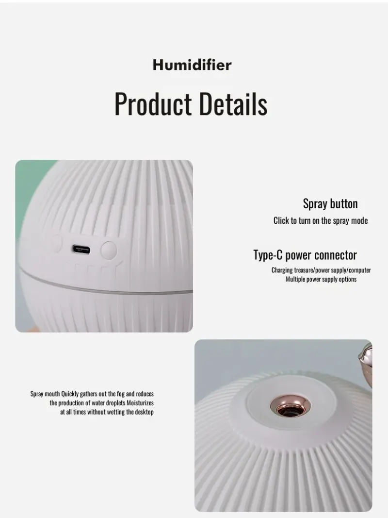 Simple lark humidifier small gradient atmosphere night light USB direct plug humidifier