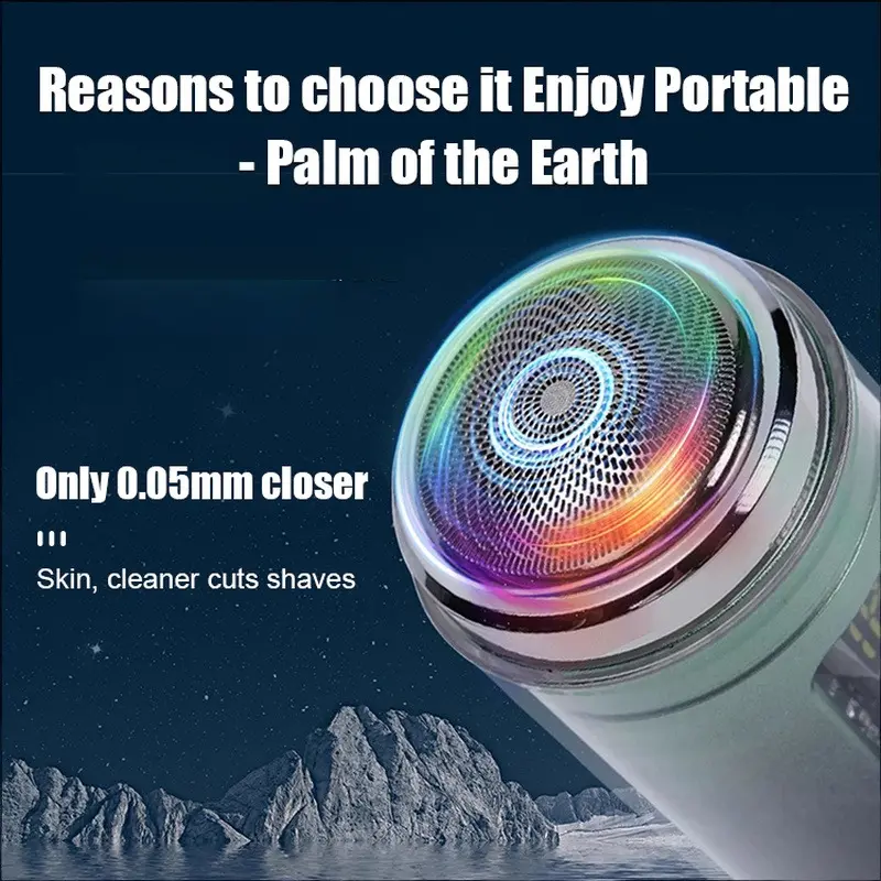 Dazzling colorful lights small steel gun portable razor men's transparent with mini electric razor