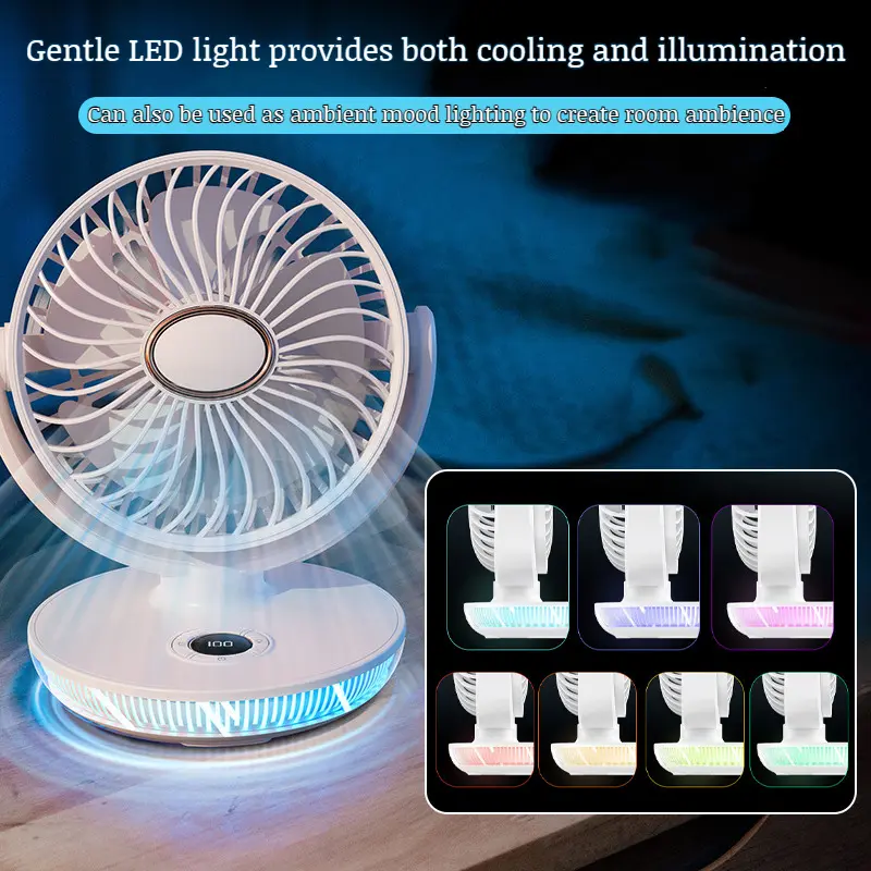 Desktop Electric Fan Silent Outdoor Camping Aroma Fan Portable Wall-mounted Digital Display Fan Mute Long Endurance Electric Fan