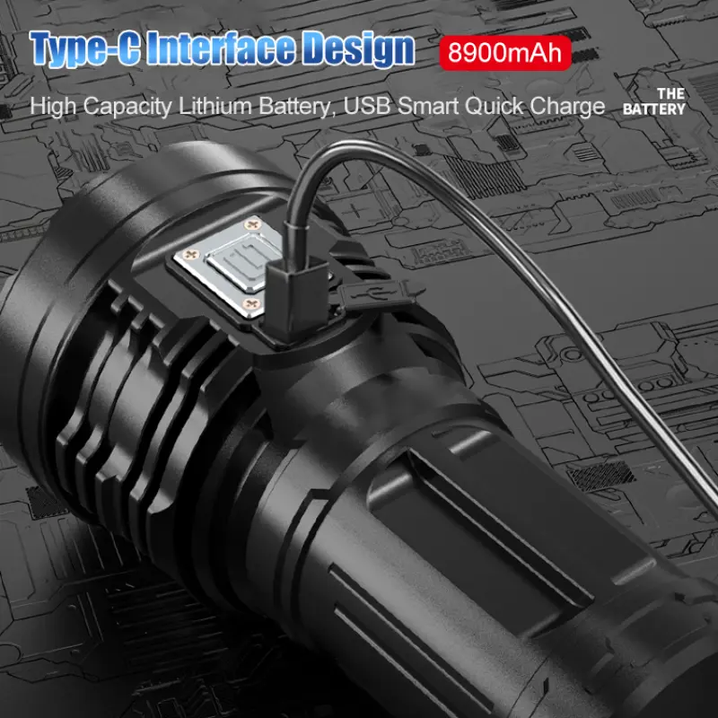 Multifunctional strong light super bright rechargeable outdoor flashlight