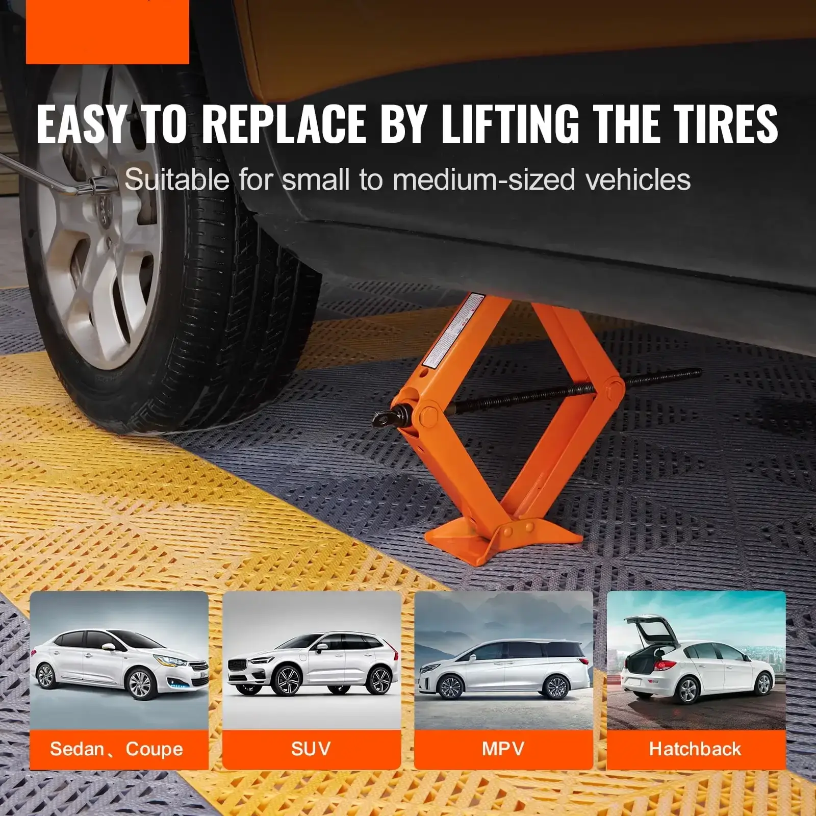 Scissor Jack, 2.5 Ton/5512 lbs Scissor Car Jack, 3.7"-17.1" Lifting Range Scissor Lift Jack with Ratcheting Handle and L-Wrench