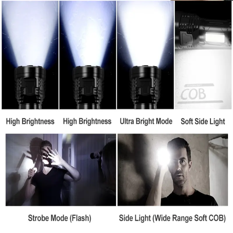 Multifunctional strong light super bright rechargeable outdoor flashlight