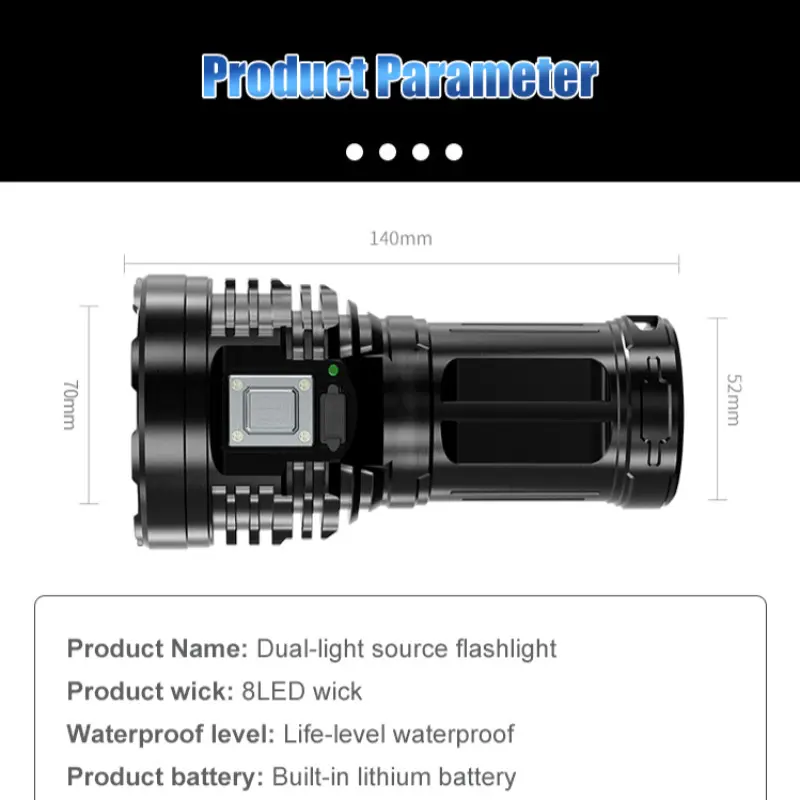 Multifunctional strong light super bright rechargeable outdoor flashlight