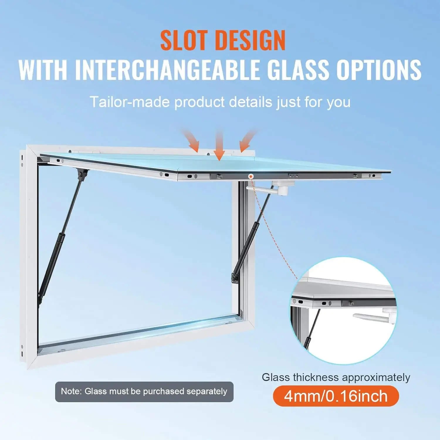 Concession Window 48"x36", Aluminum Alloy Food Truck Service Window with Awning Door & Drag Hook