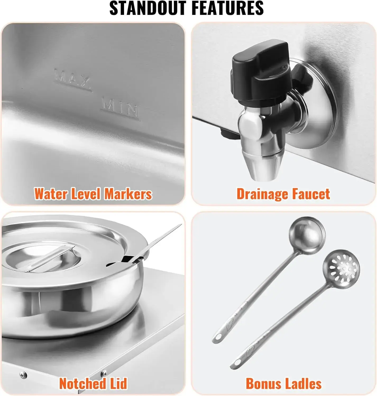 Electric Soup Warmer, Three 7.4QT Stainless Steel Round Pot 86~185°F Adjustable Temp, 1200W Commercial