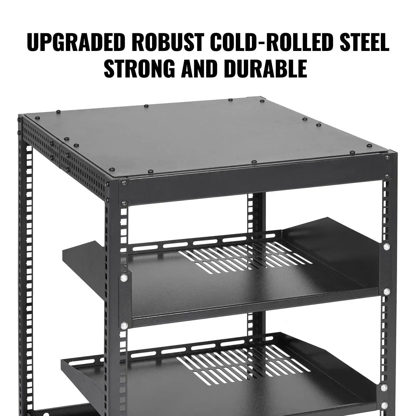 12U Open Frame Server Rack, 15''-40'' Adjustable Depth, Free Standing or Wall Mount Network Server Rack, 4 Post AV Rack