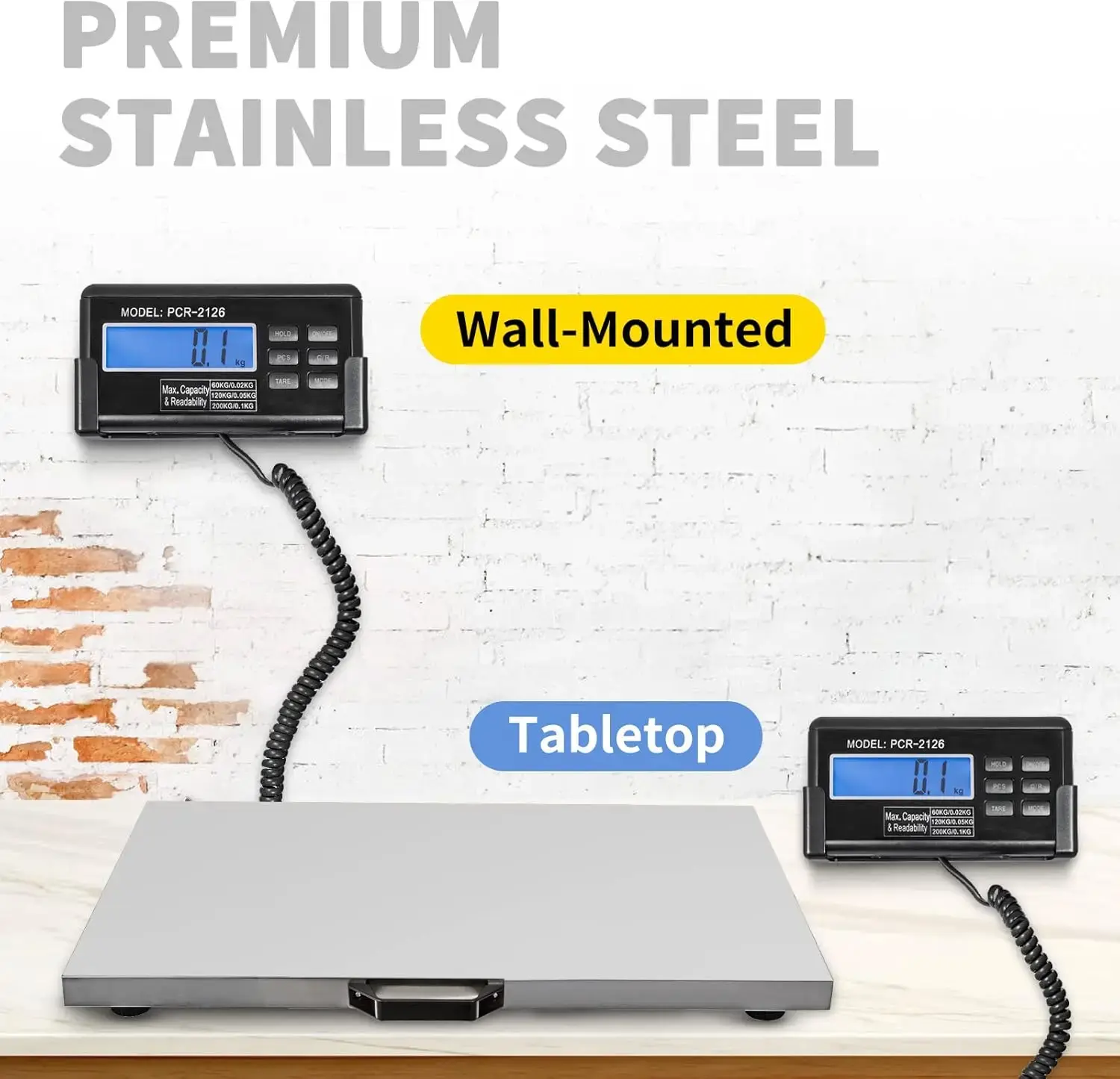 1100Lbs x 0.2Lbs Digital Livestock Scale Large Pet Vet Scale Stainless Steel Platform Electronic