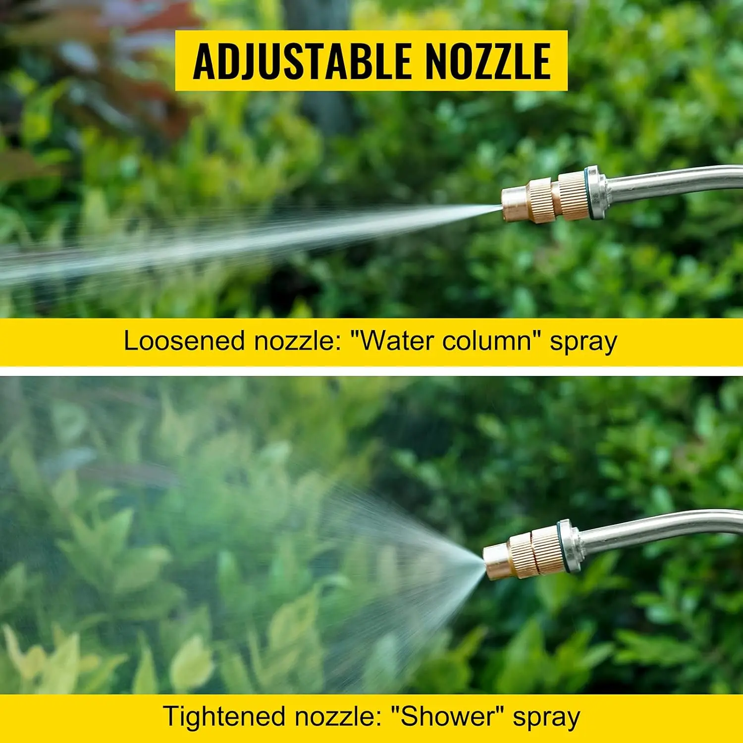 2 Gallon Stainless Steel Sprayer, 20" Wand & 3FT Reinforced Hose with Pressure Gauge, Safety Valve & Adjustable Nozzle