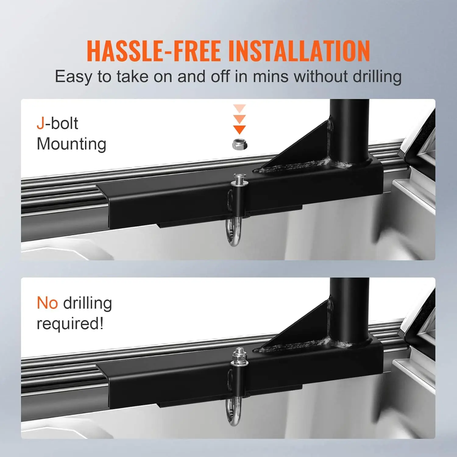 Extendable Steel Truck Ladder Rack - 800 lbs Capacity, 46-71 inch, Non-Drilling for Kayak, Surfboard, Lumber, Ladder